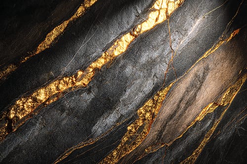 Black marble with gold veins surface sample